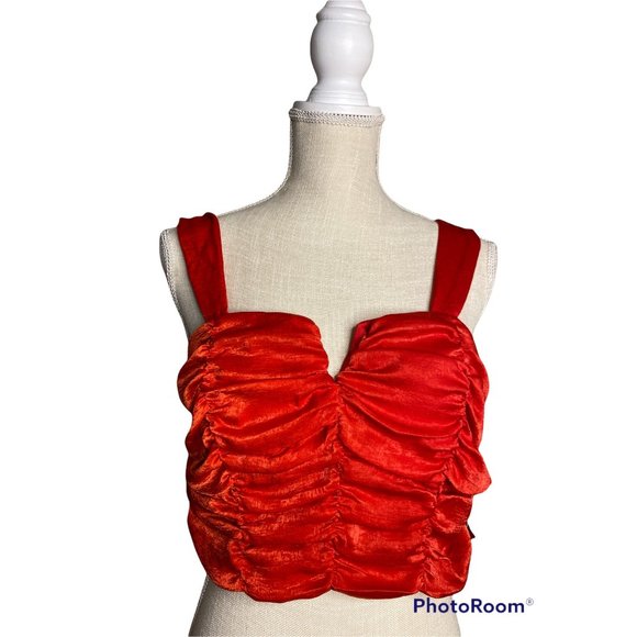 unbranded Tops - Red Ruched Halter Corset Size L